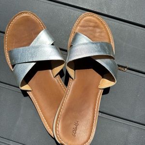 Olukai Ke'a Leather Sandals Silver-Size 8 Women's